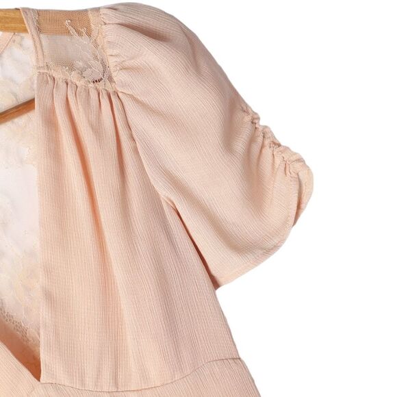 NWT LULUS Precious Moments Beige Lace Short Sleeve Midi Dress M - Picture 4 of 10